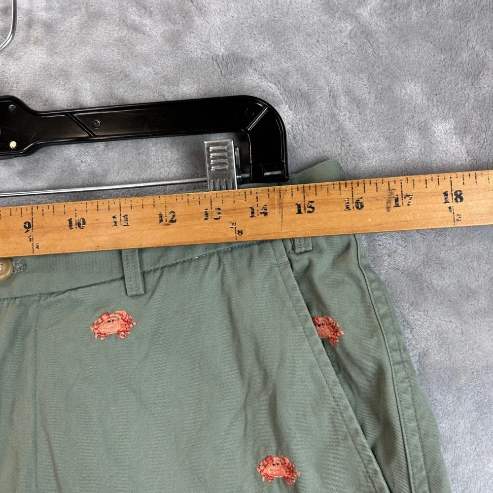 J. McLaughlin Mens Sage Green Embroidered Crab Chino Shorts 100% Cotton Size 35